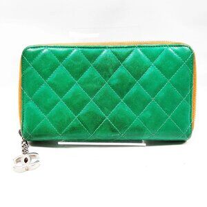 Chanel Long Wallet Green Leather 4724448